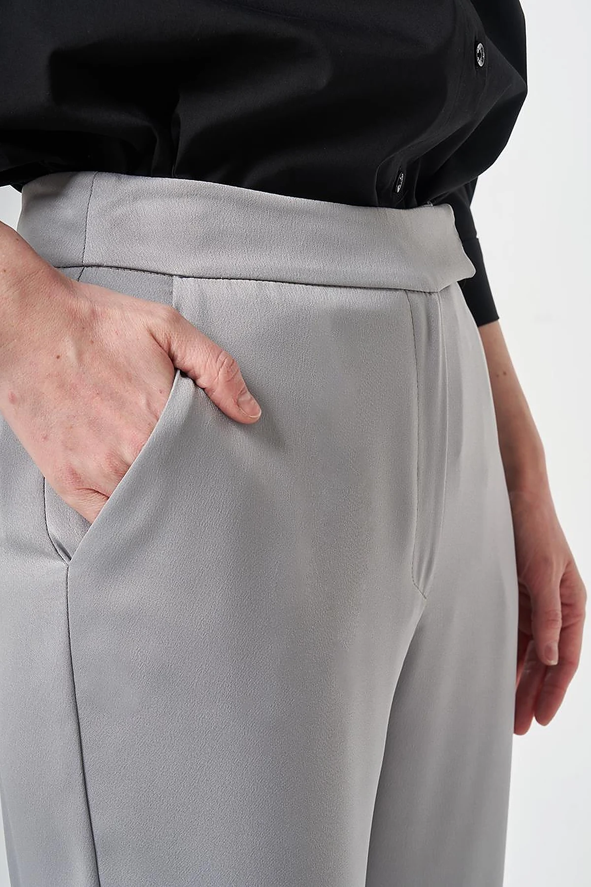 Wide Leg Satin Trousers Gray