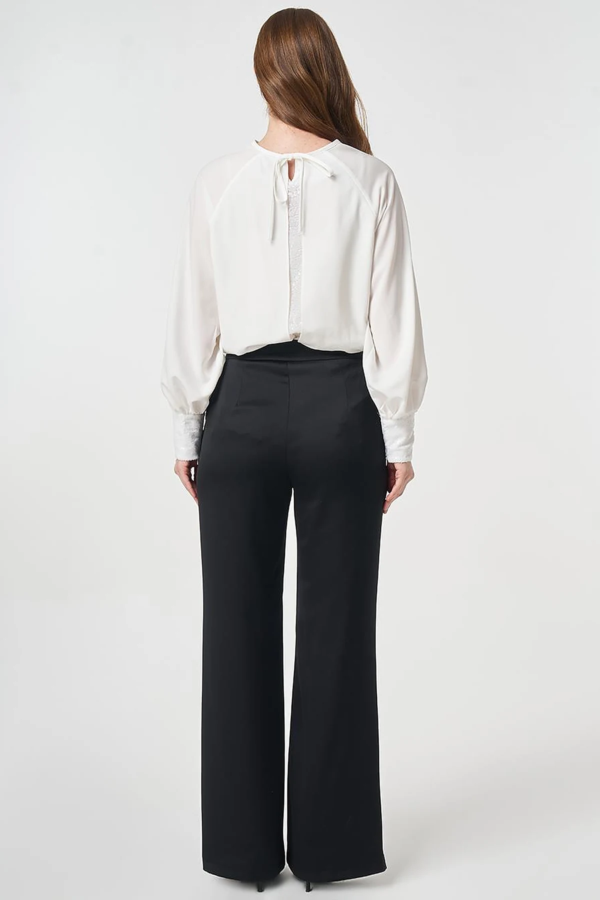 Wide Leg Satin Trousers Black