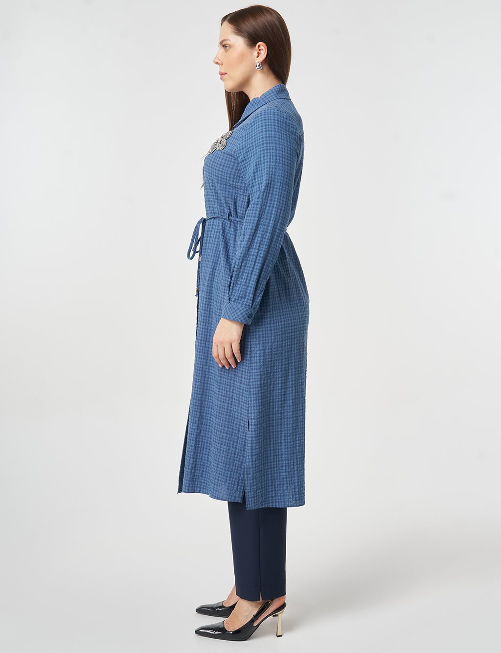 Embroidered Textured Tunic Indigo