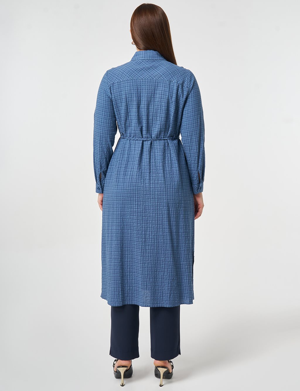 Embroidered Textured Tunic Indigo