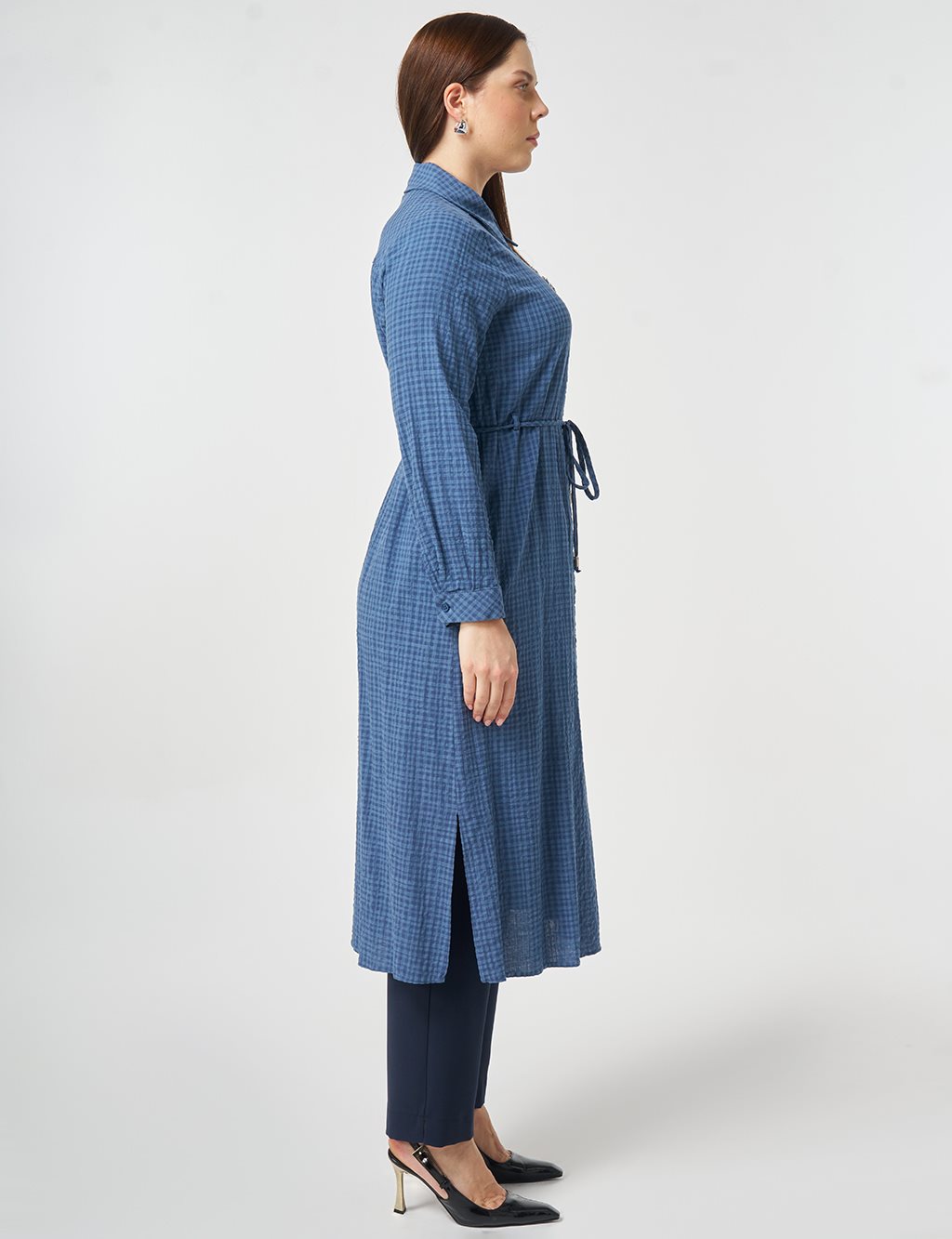 Embroidered Textured Tunic Indigo