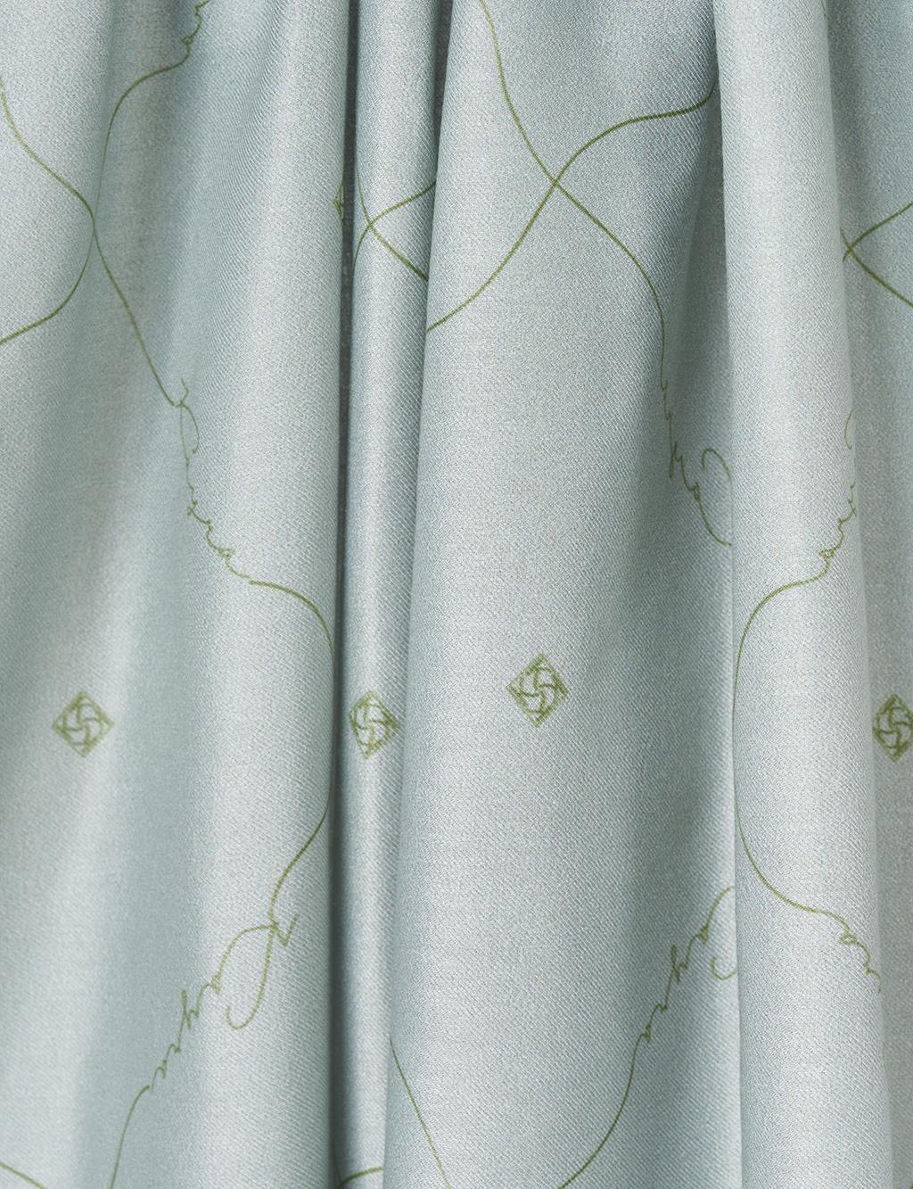 Signature Figurine Monogram Shawl Aqua Green