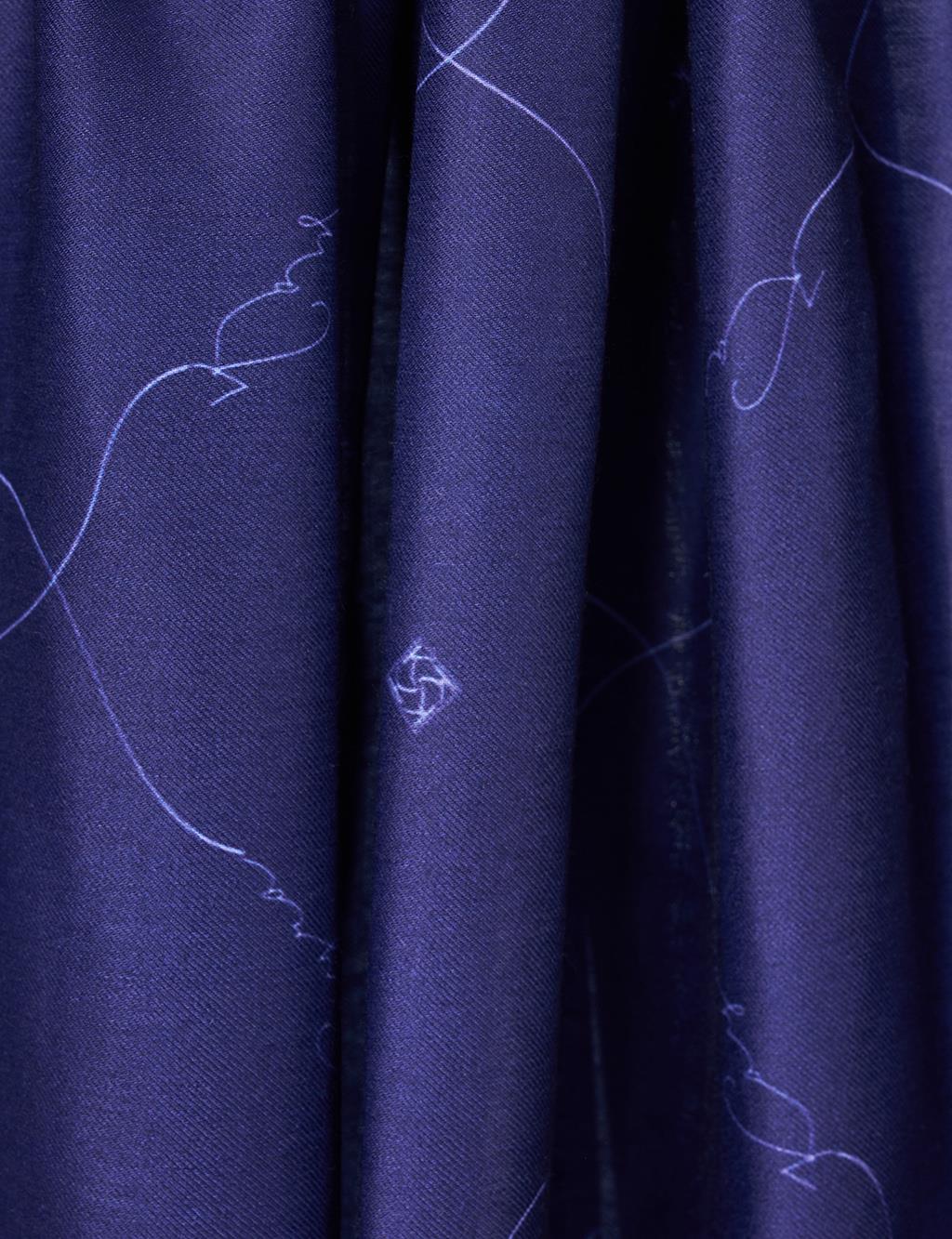 Signature Figurine Monogram Shawl Navy
