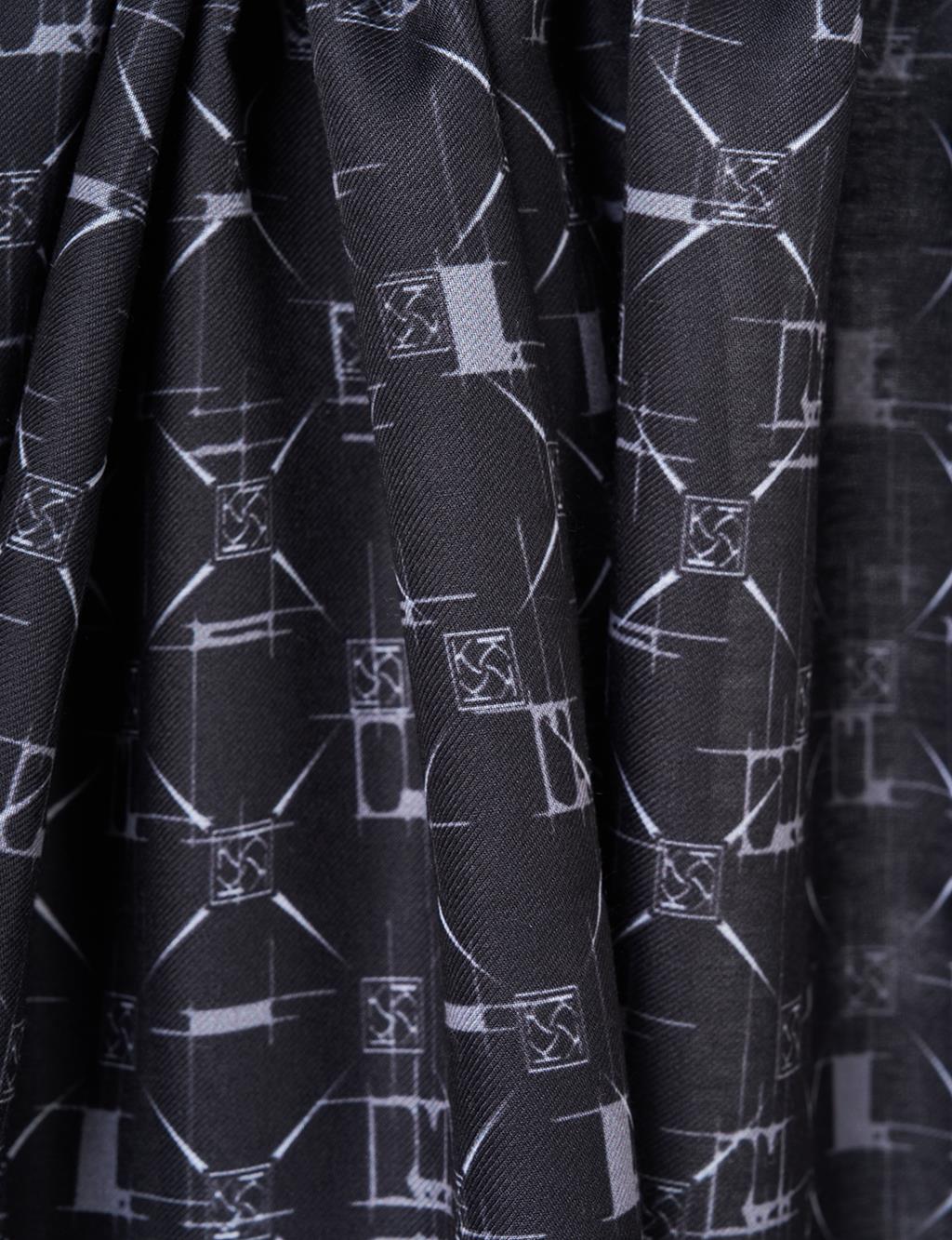 Monogram Patterned Shawl Black