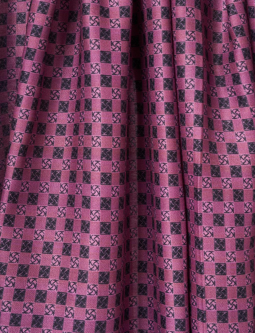 Checkered Pattern Shawl Cherry