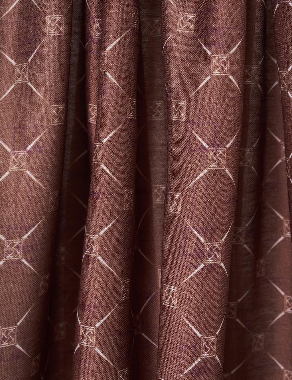 Monogram Patterned Shawl Dark Brown