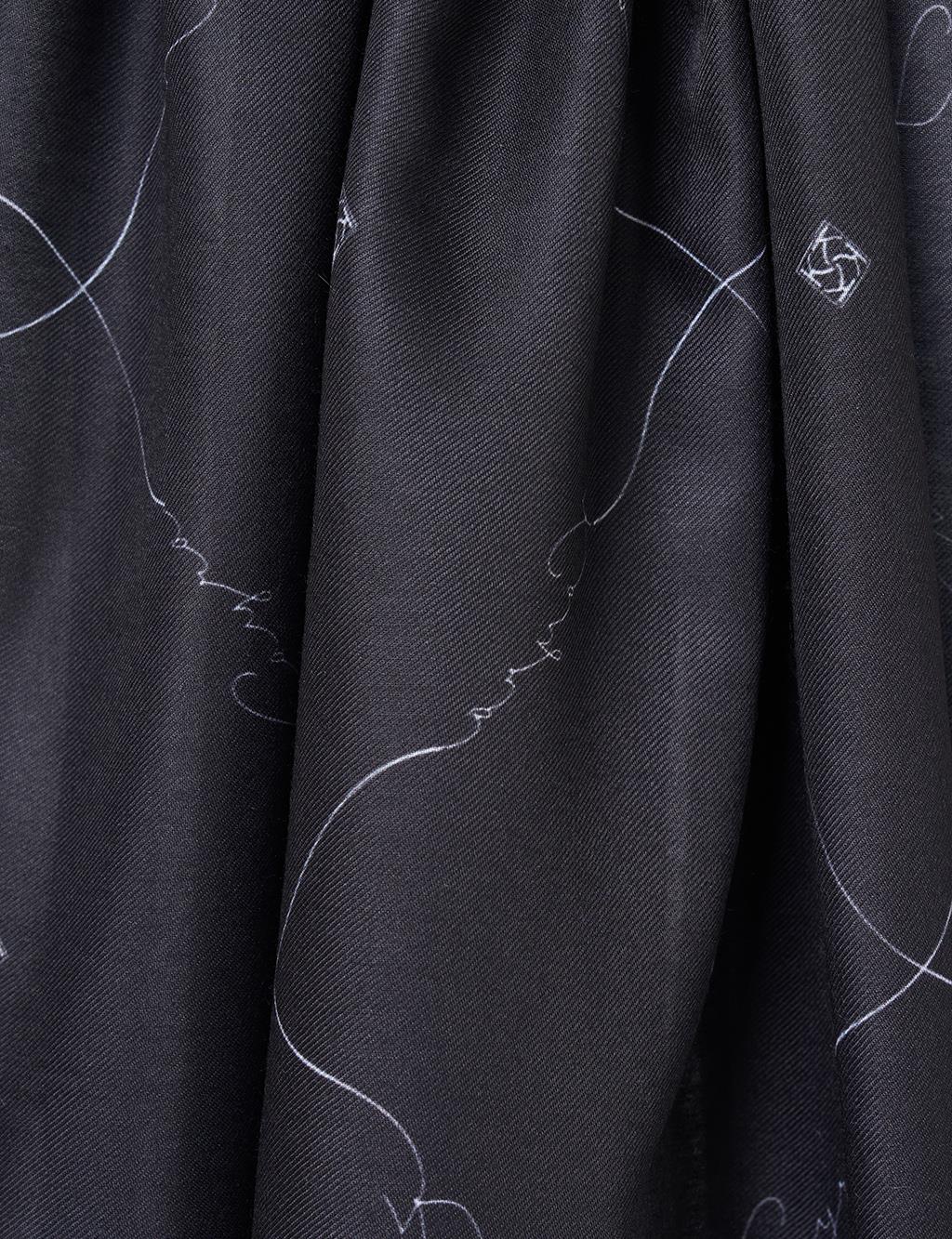 Signature Figurine Monogram Shawl Black