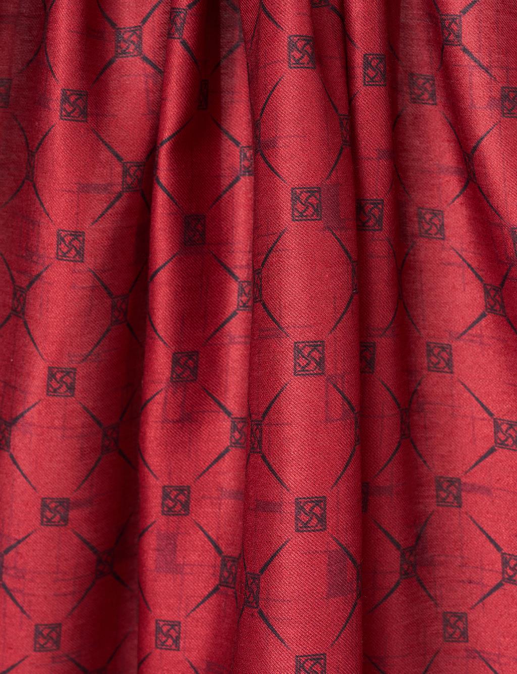 Monogram Patterned Shawl Red