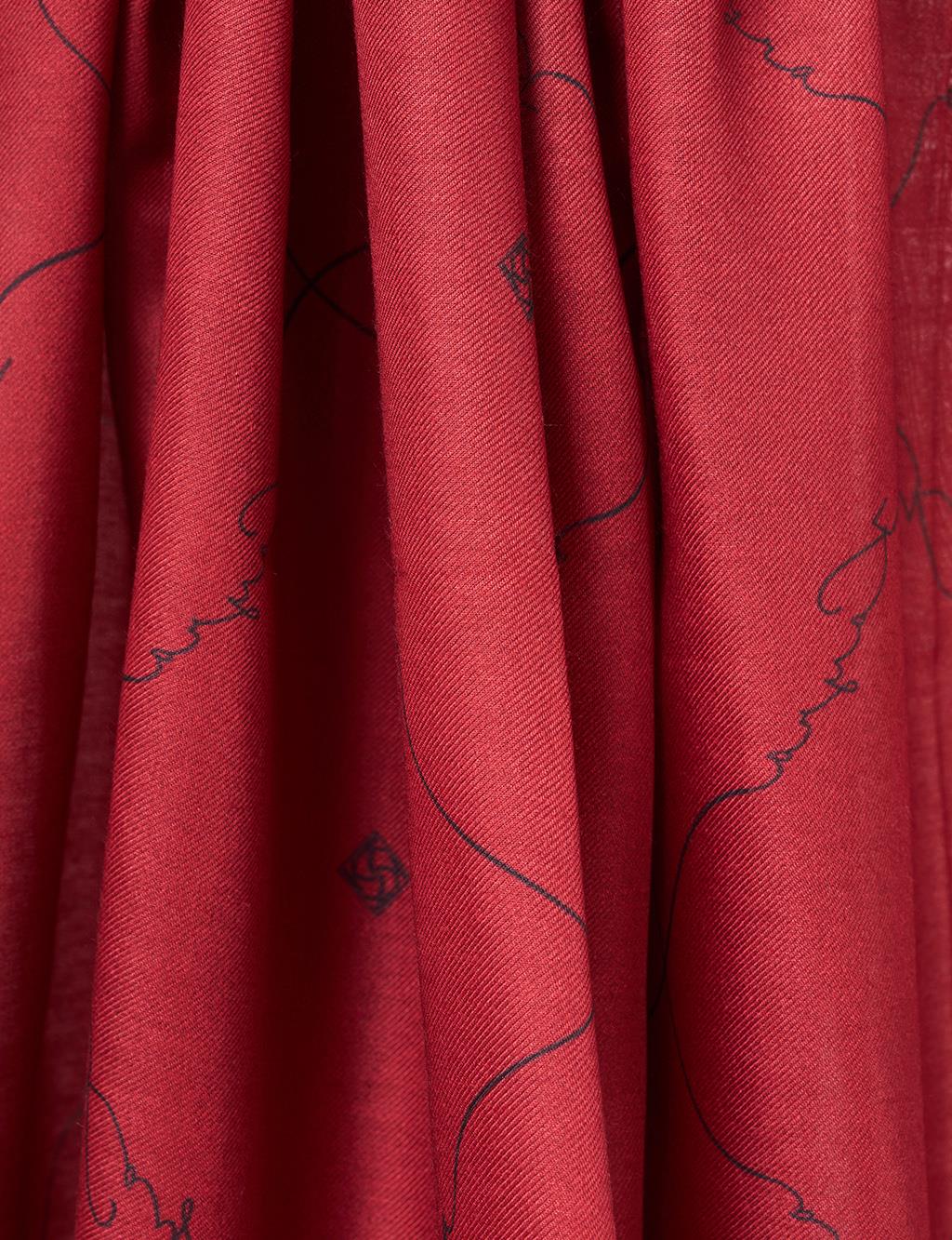 Signature Figurine Monogram Shawl Red