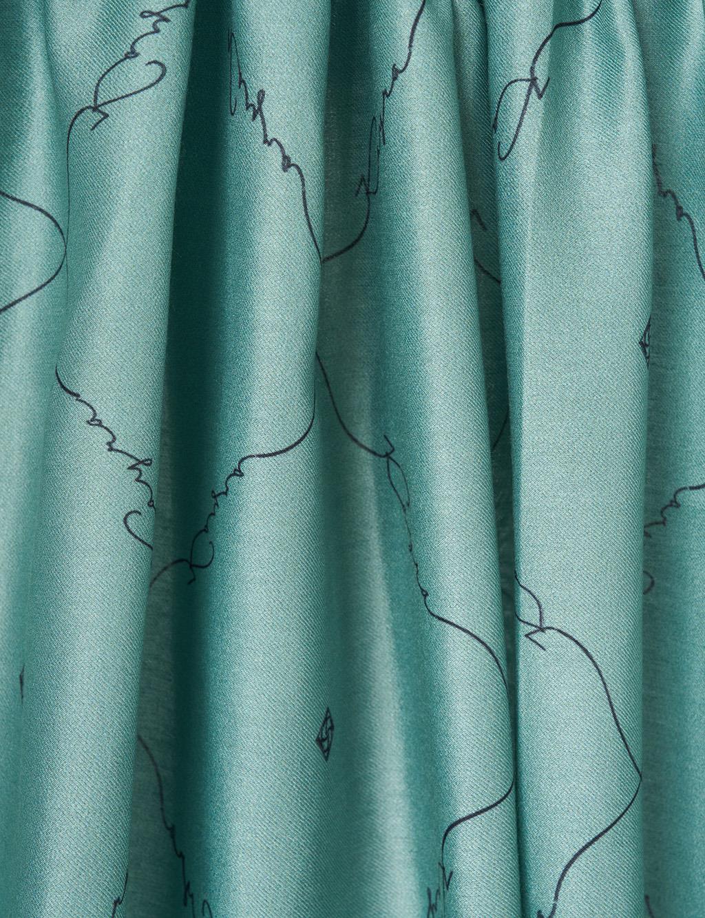 Signature Figurine Monogram Shawl Green