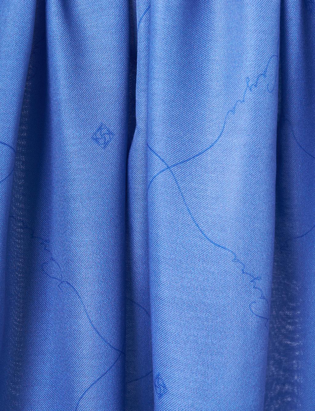 Signature Figurine Monogram Shawl Indigo