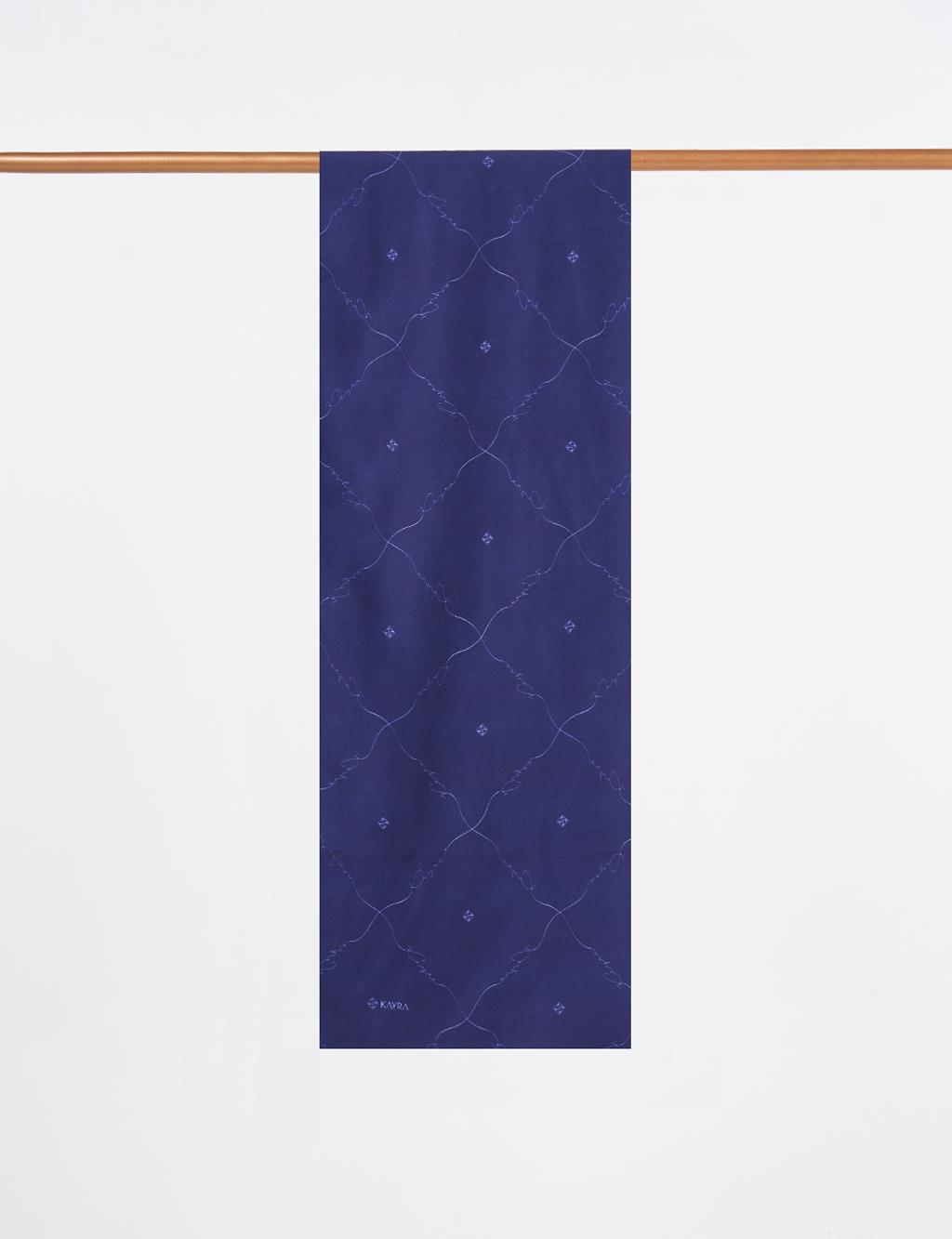 Signature Figurine Monogram Shawl Navy