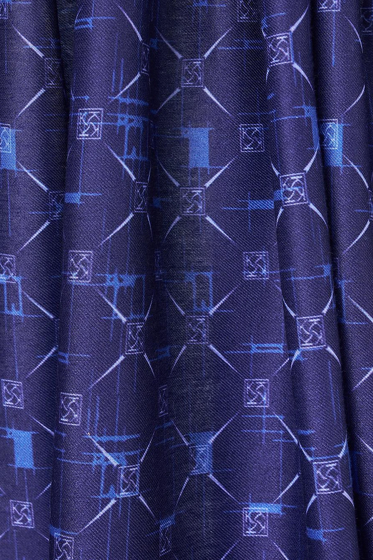 Monogram Patterned Shawl Navy