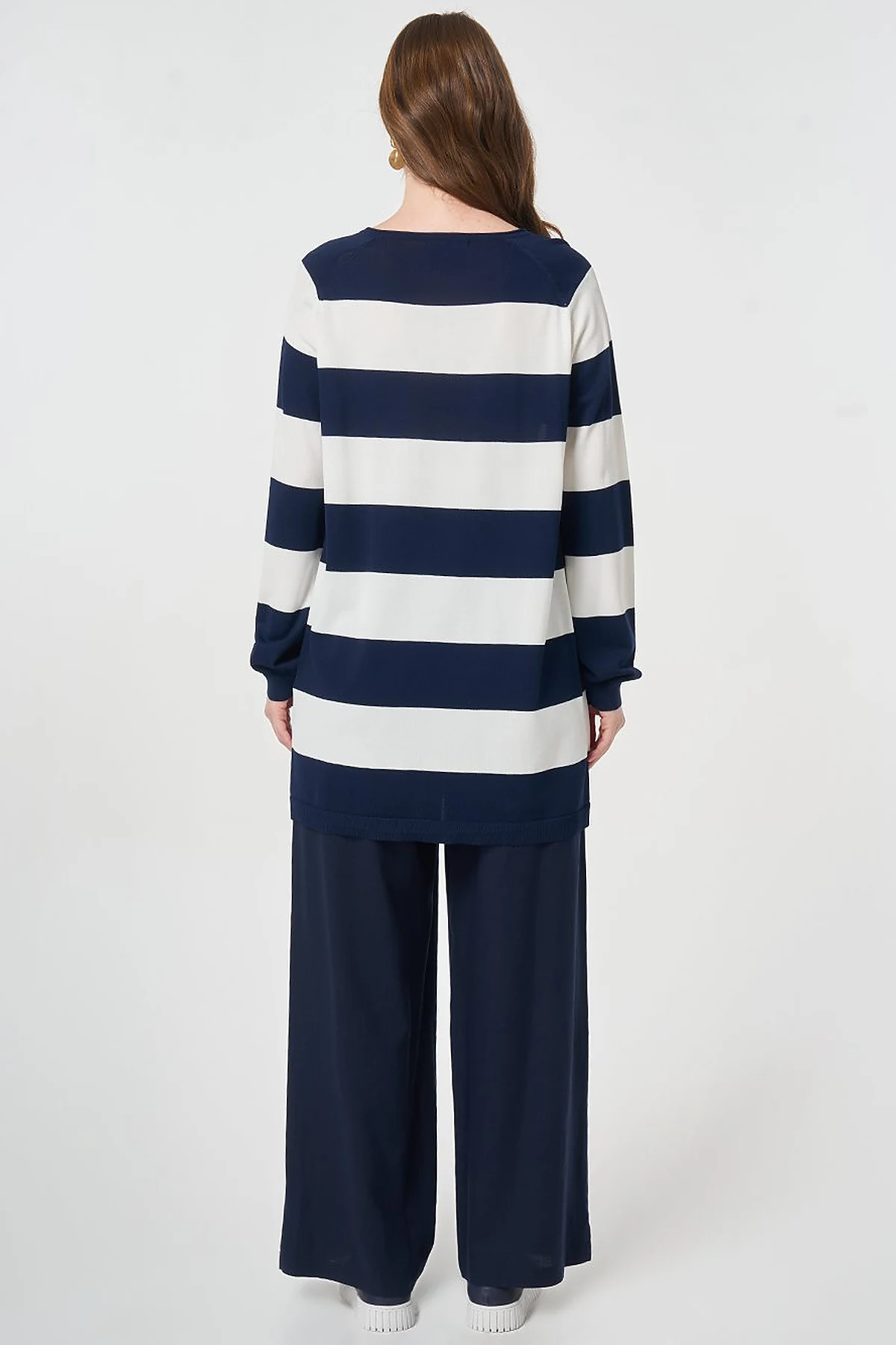 Striped Knit Tunic Dark Navy