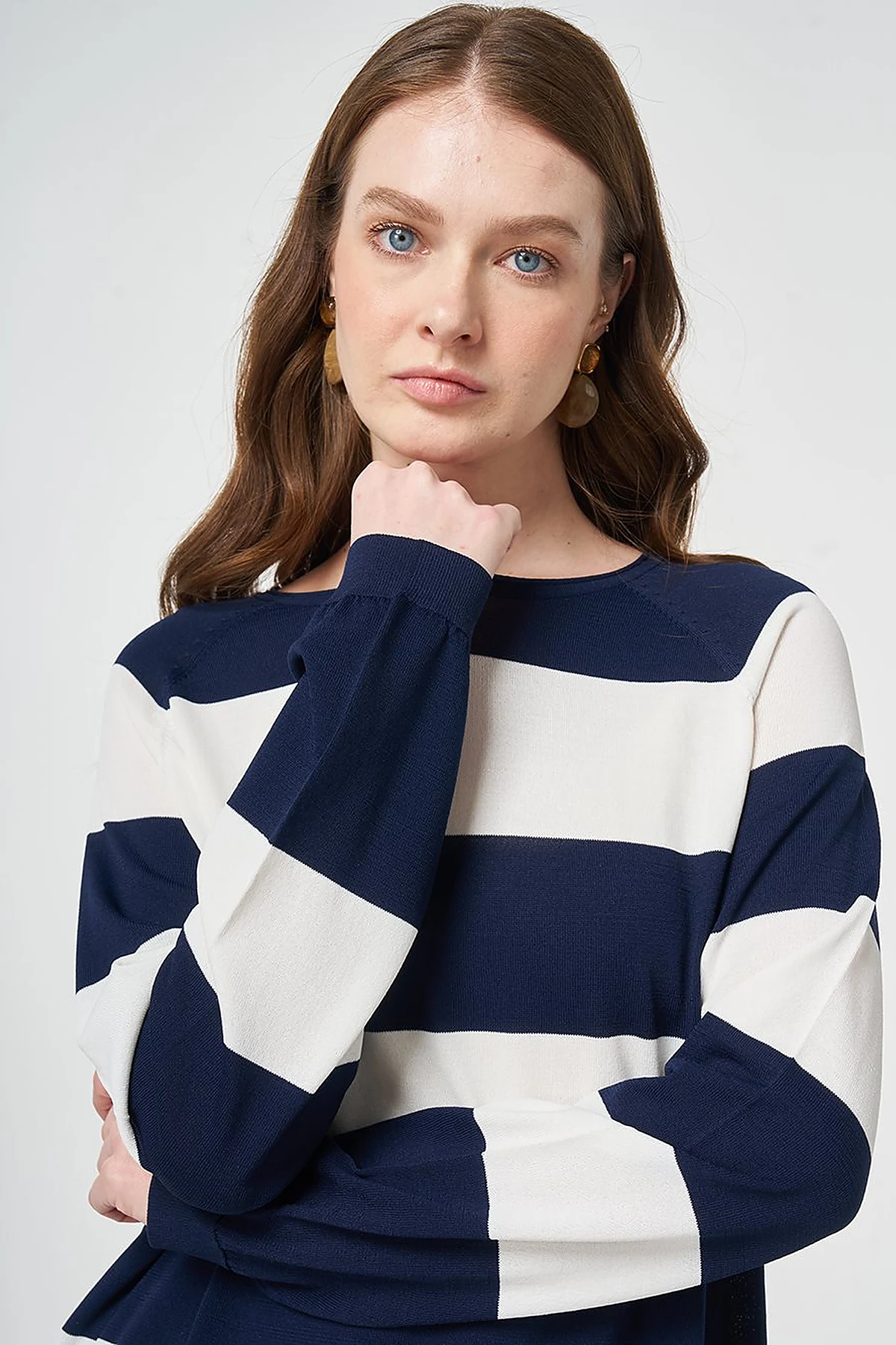 Striped Knit Tunic Dark Navy