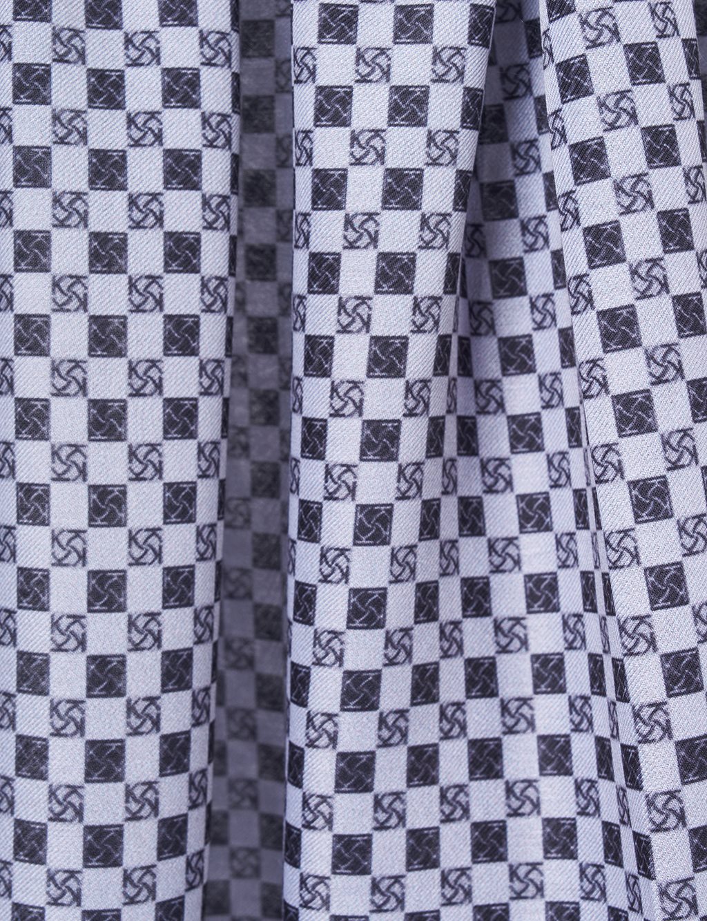 Checkered Pattern Shawl Gray