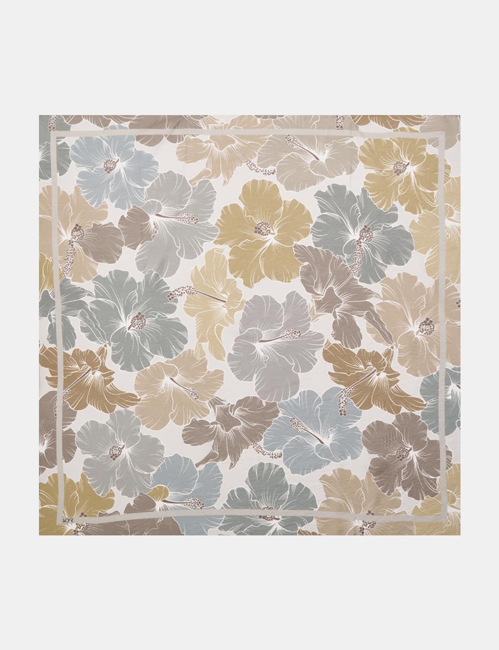 Lily Pattern Viscose Scarf in Mold Green