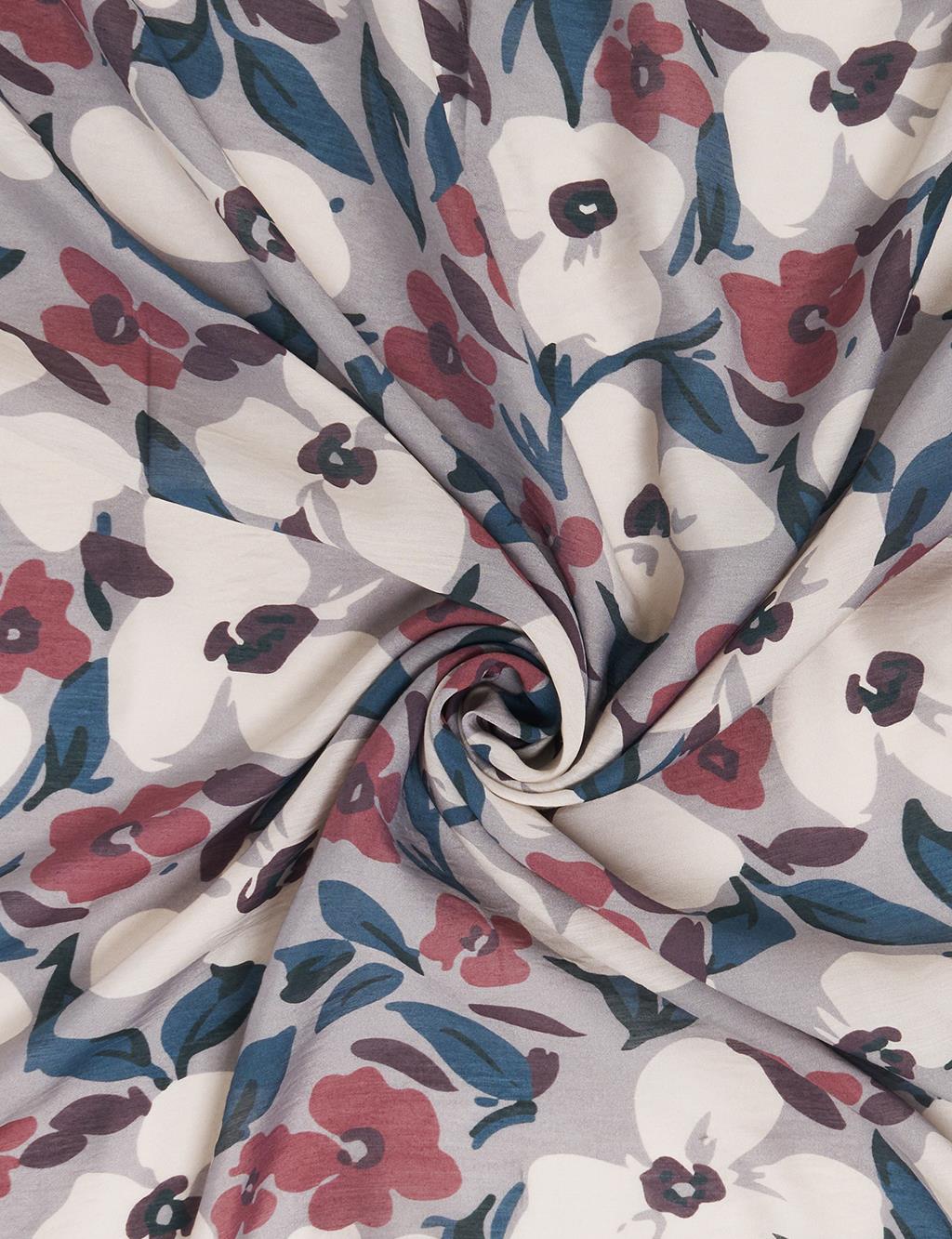 Floral Viscose Scarf in Burgundy