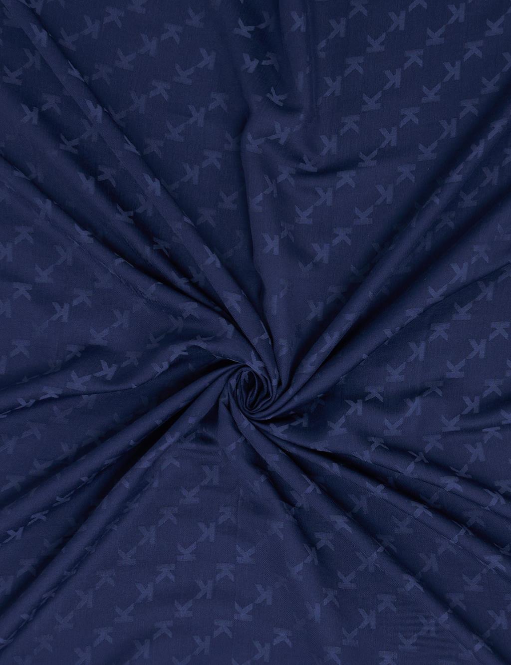 Minimal Monogram Patterned Scarf Navy