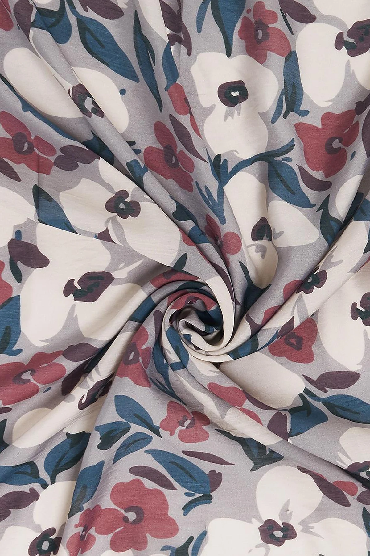 Floral Viscose Scarf in Burgundy