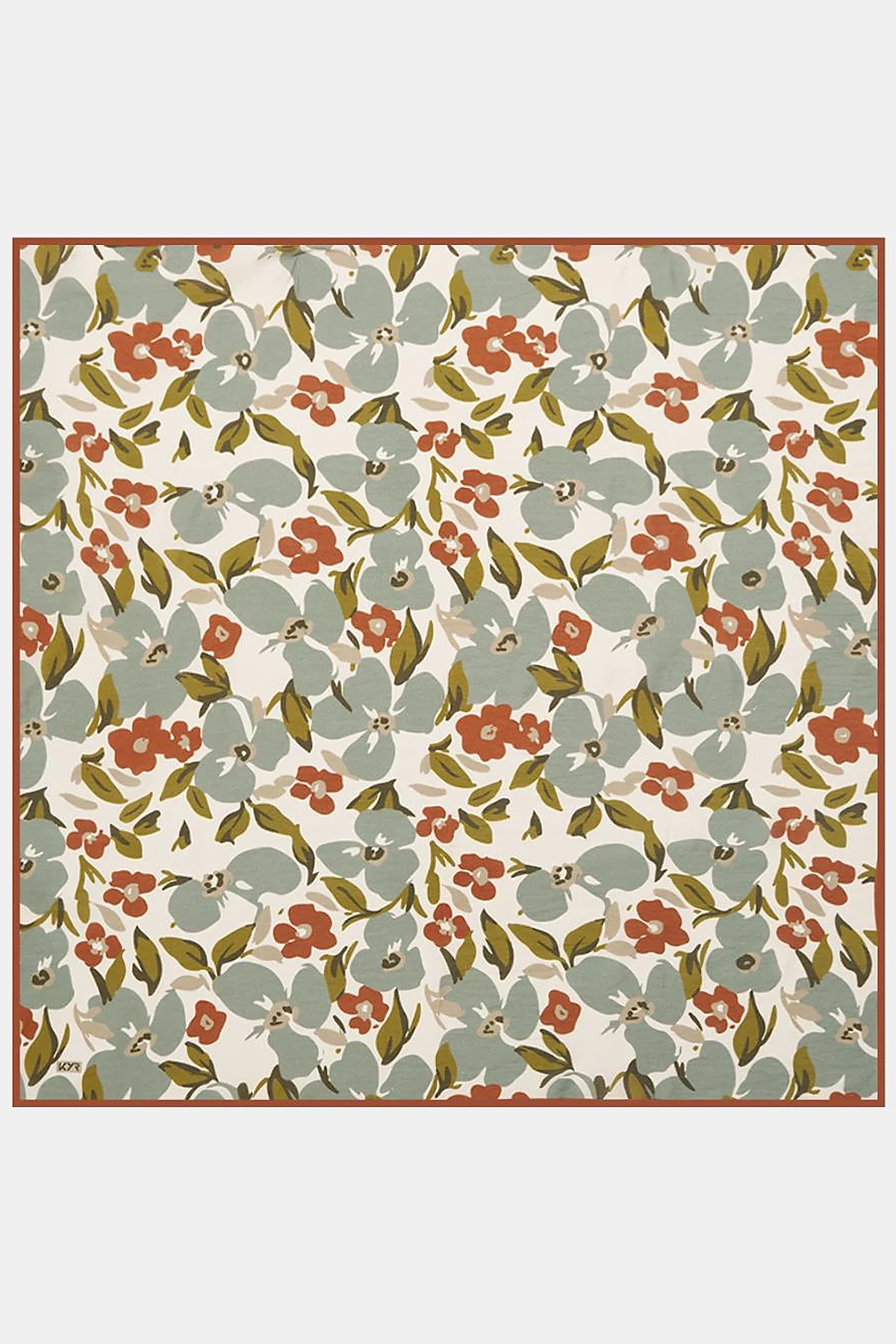 Floral Viscose Scarf in Terracotta