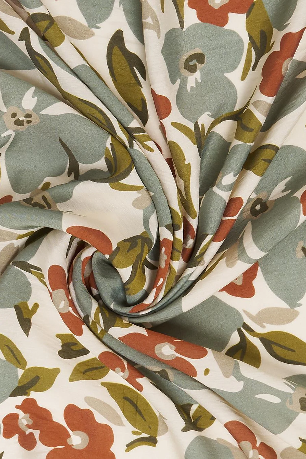 Floral Viscose Scarf in Terracotta