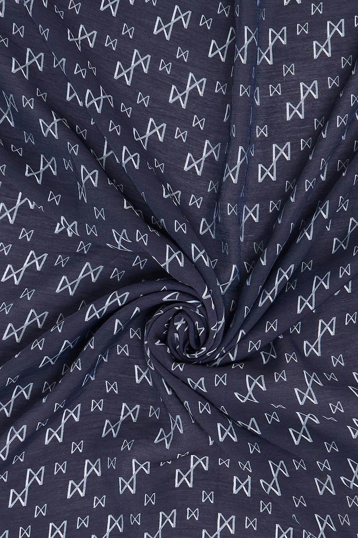 Patterned Viscose Scarf Navy