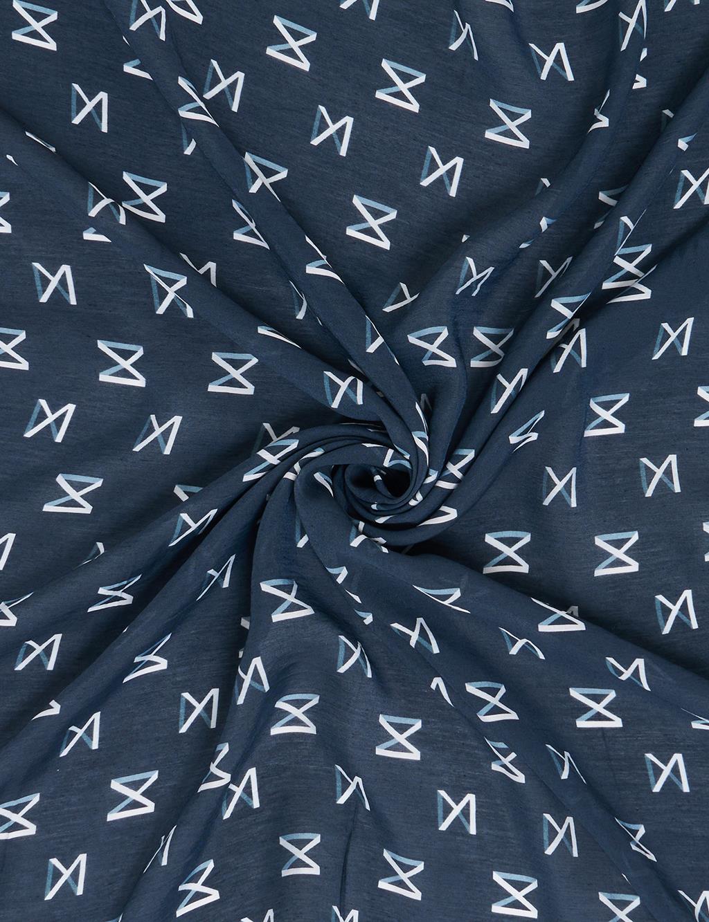 Logo Viscose Scarf in Navy