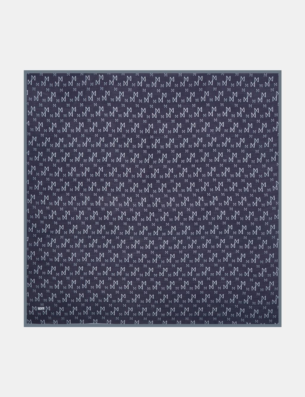Patterned Viscose Scarf Navy