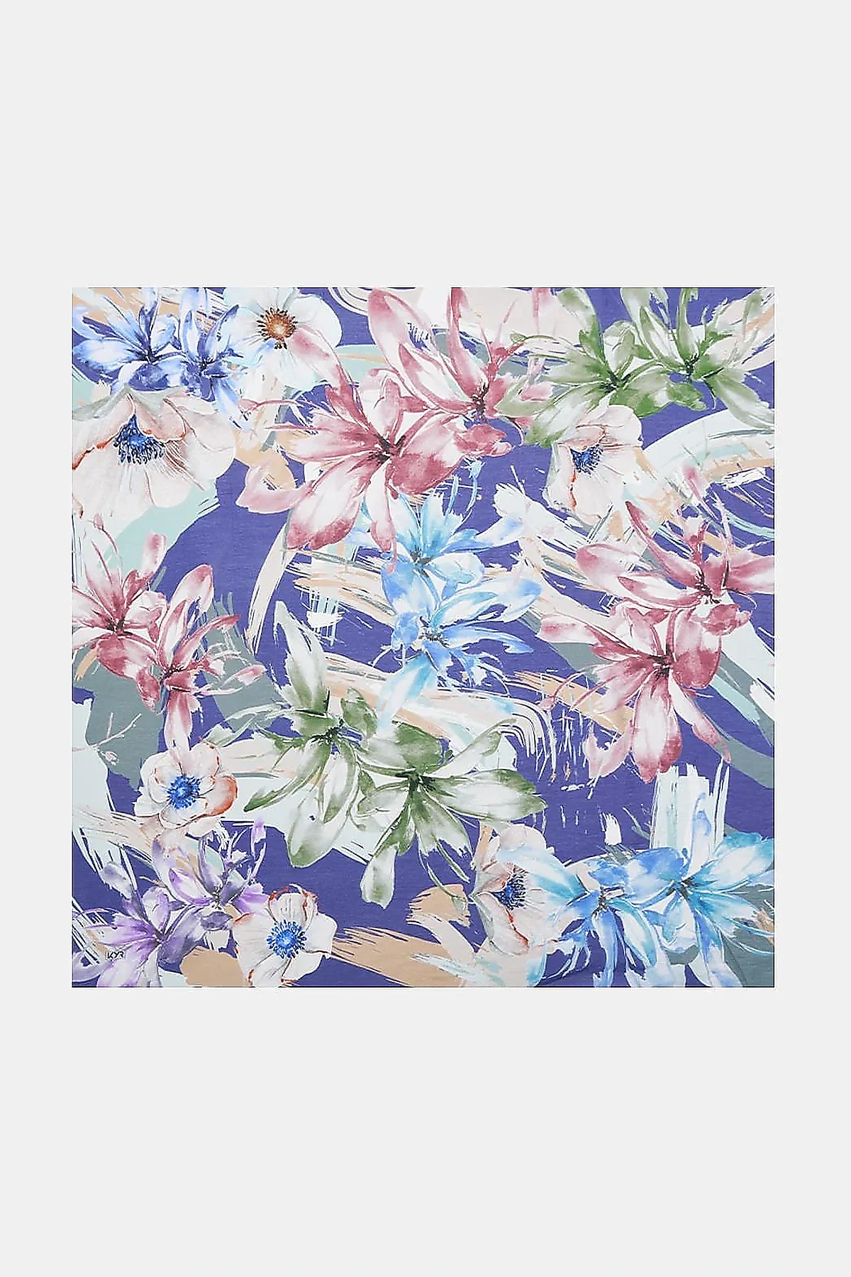 Mixed Floral Viscose Scarf in Plum