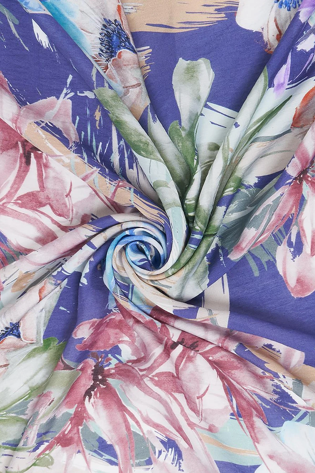 Mixed Floral Viscose Scarf in Plum