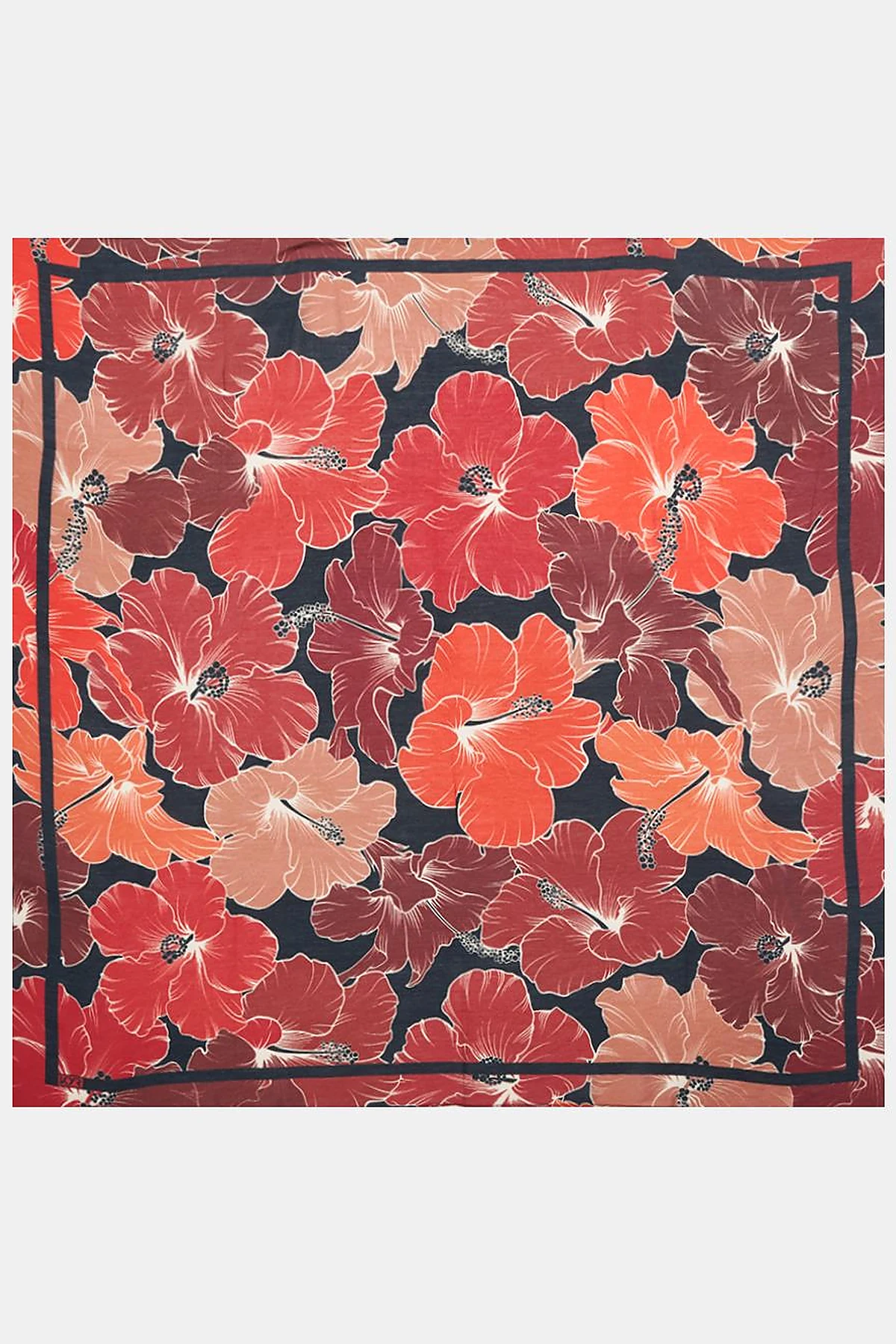 Lily Pattern Viscose Scarf in Burgundy