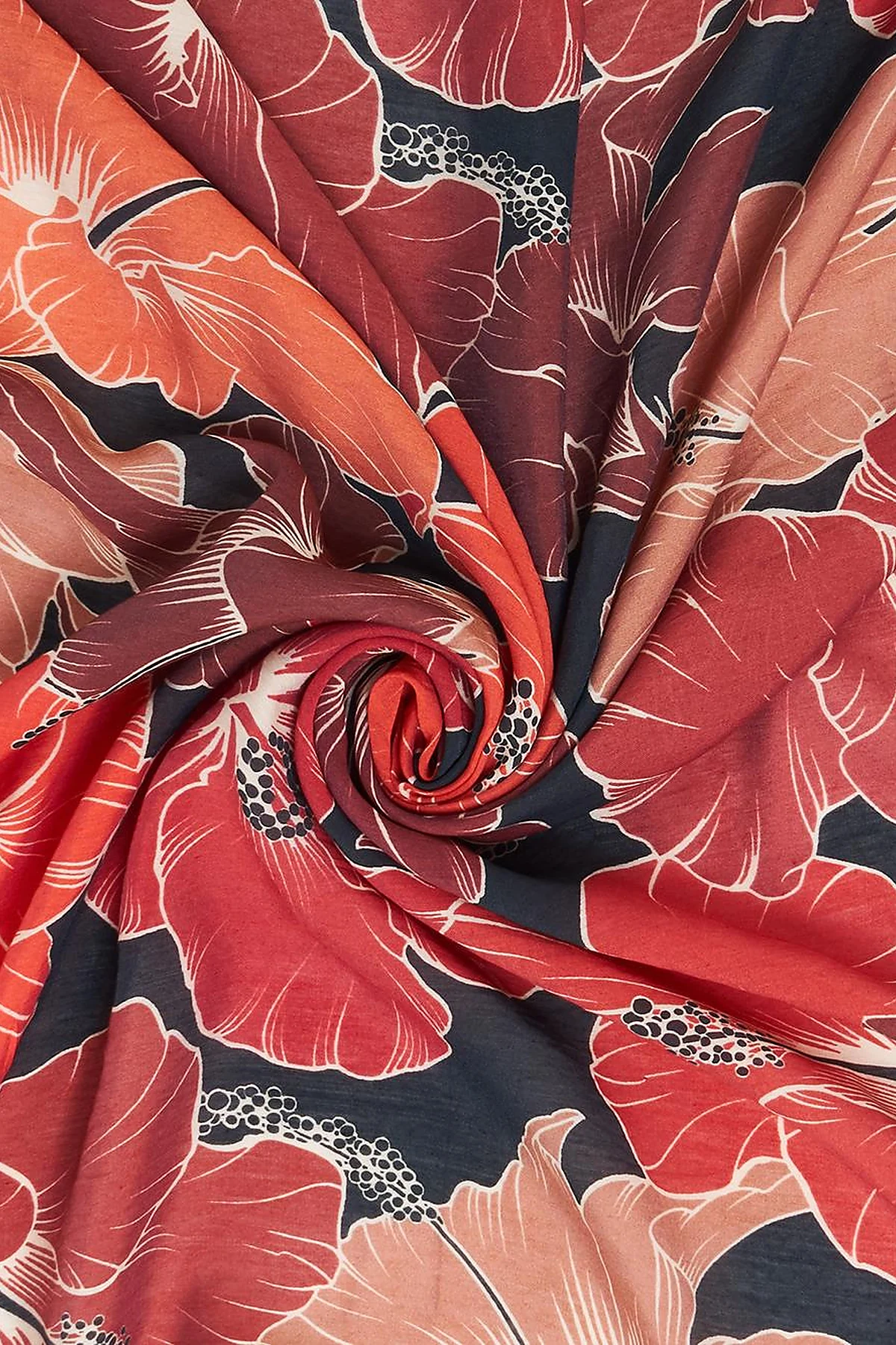 Lily Pattern Viscose Scarf in Burgundy