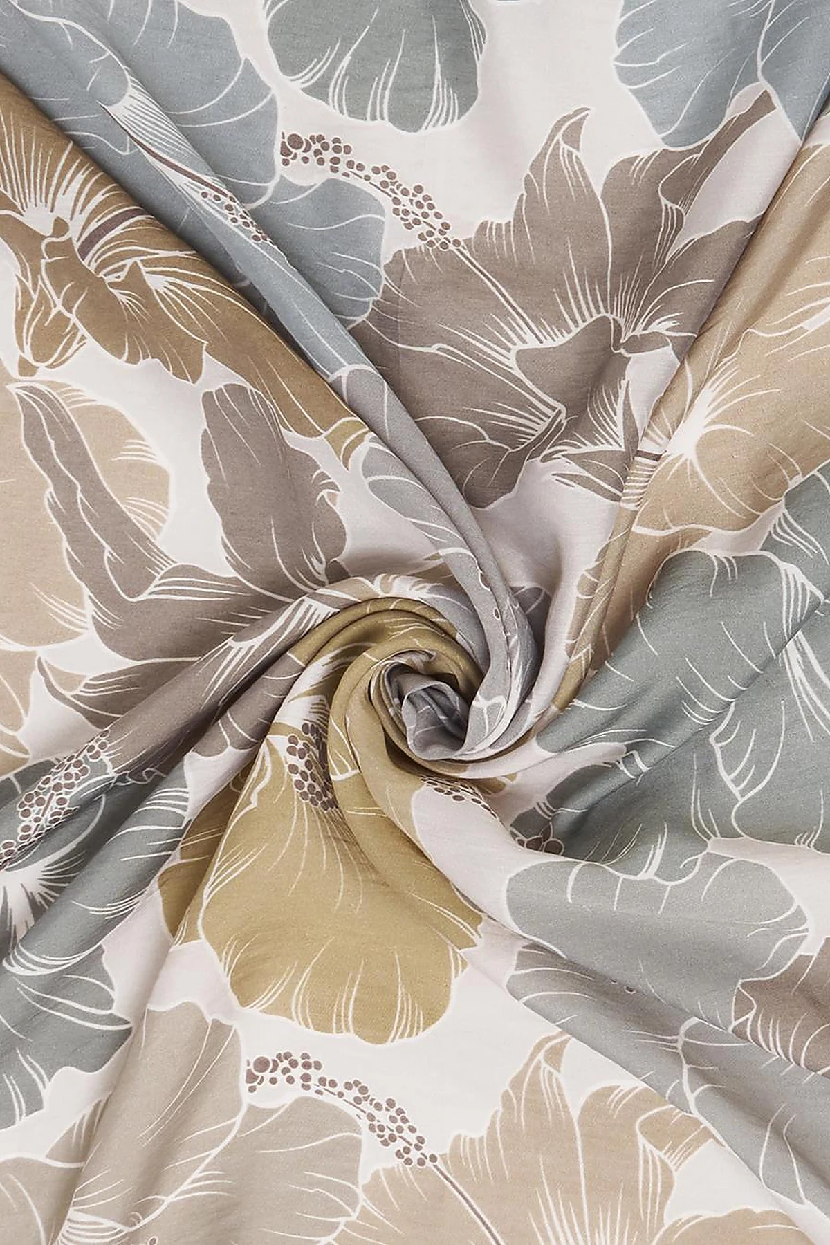 Lily Pattern Viscose Scarf in Mold Green