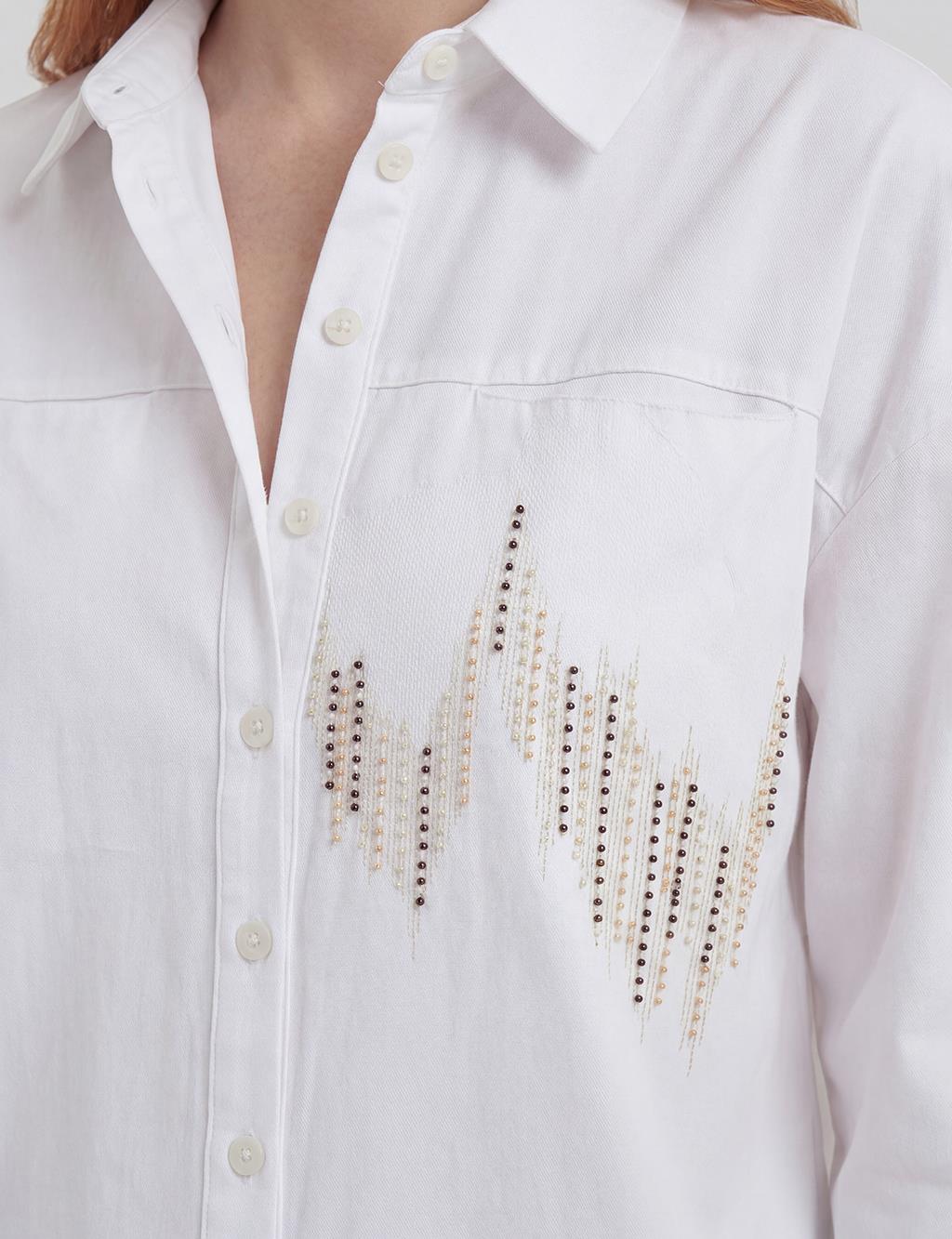 100% Cotton Embroidered Tunic Optical White