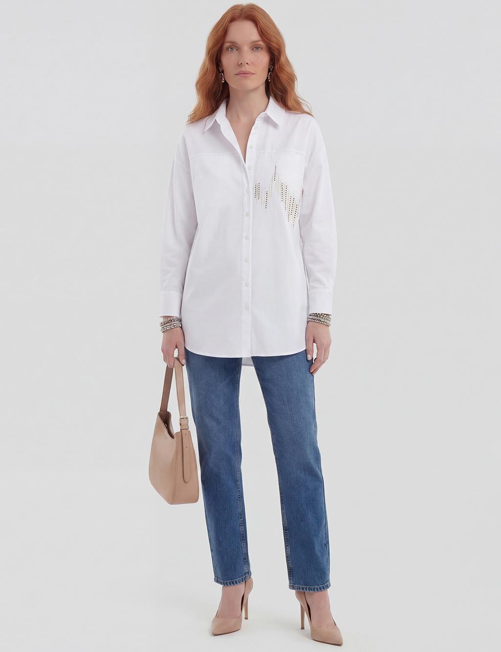 100% Cotton Embroidered Tunic Optical White