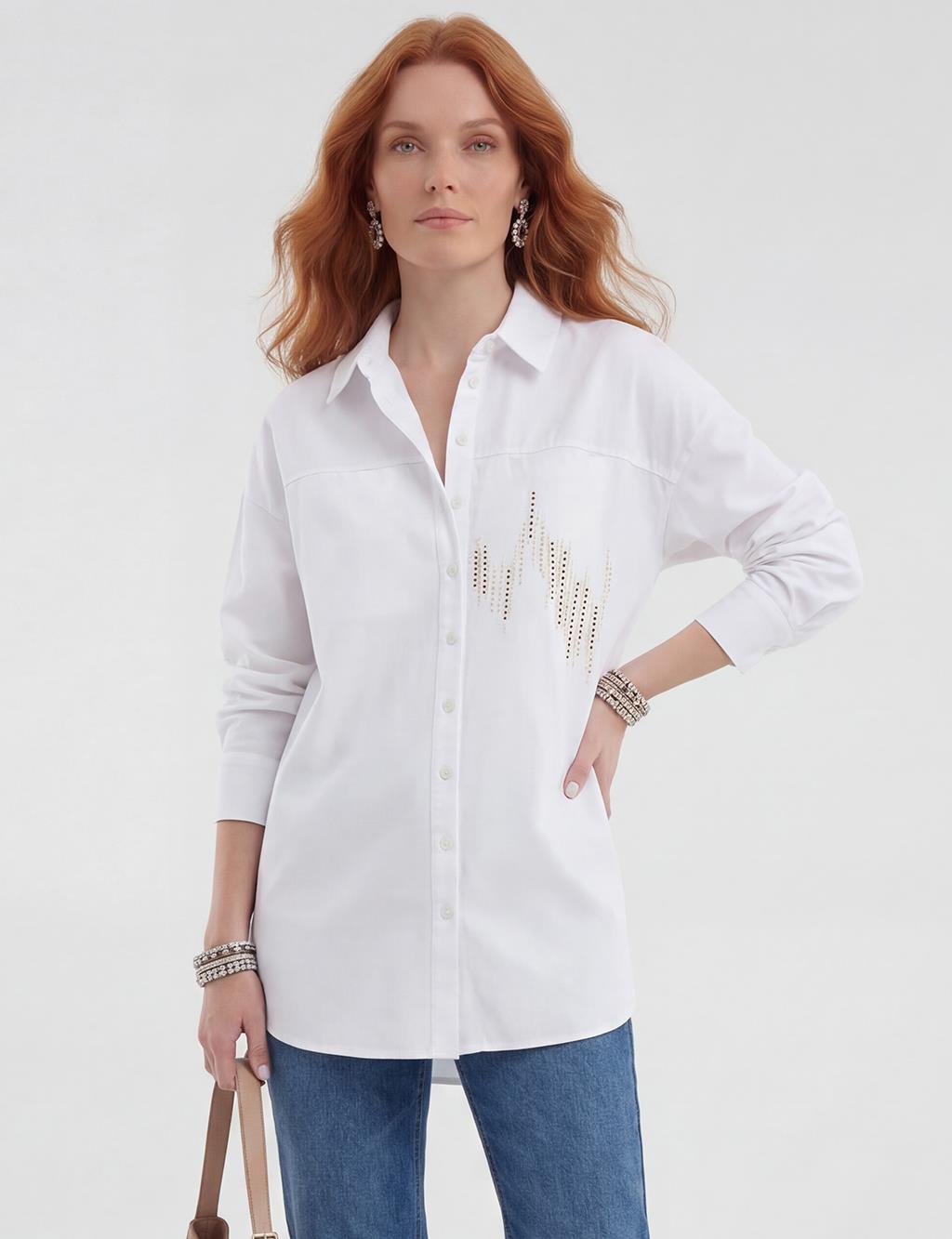 100% Cotton Embroidered Tunic Optical White