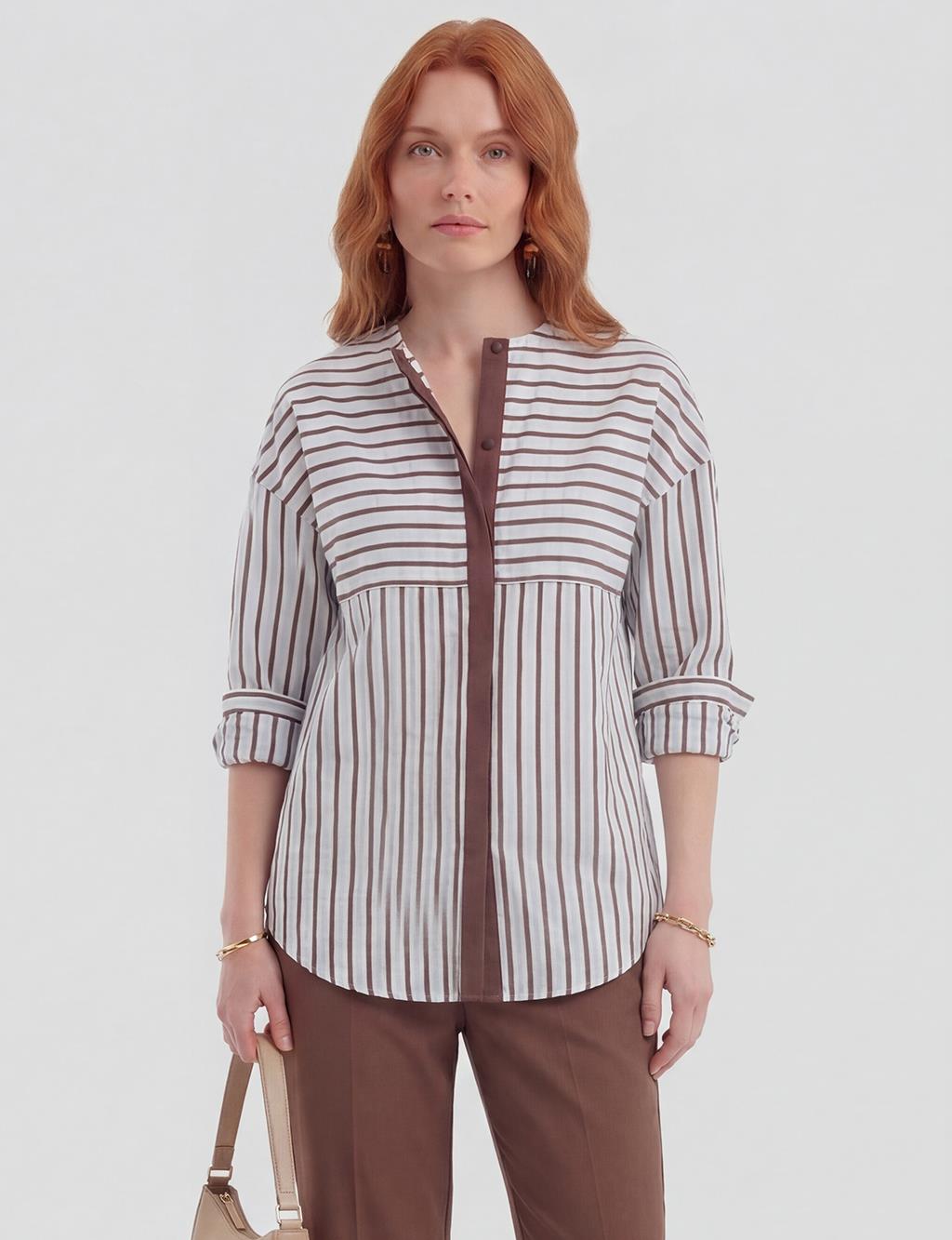 Dropped Shoulder Viscose Tunic Dark Brown