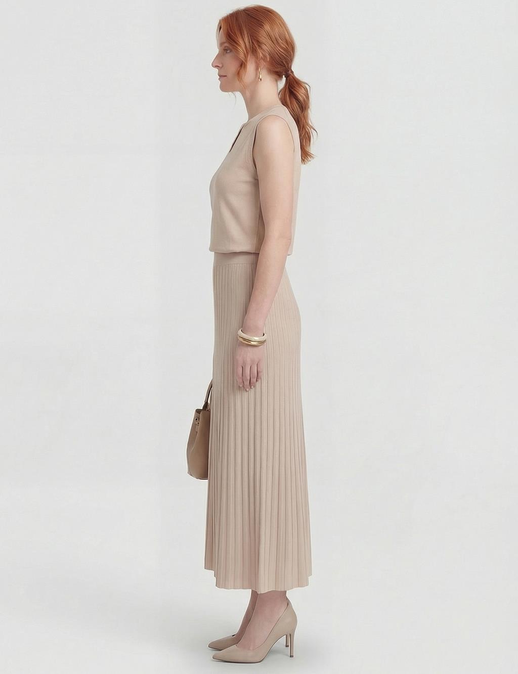 Knitted Skirt Set Stone