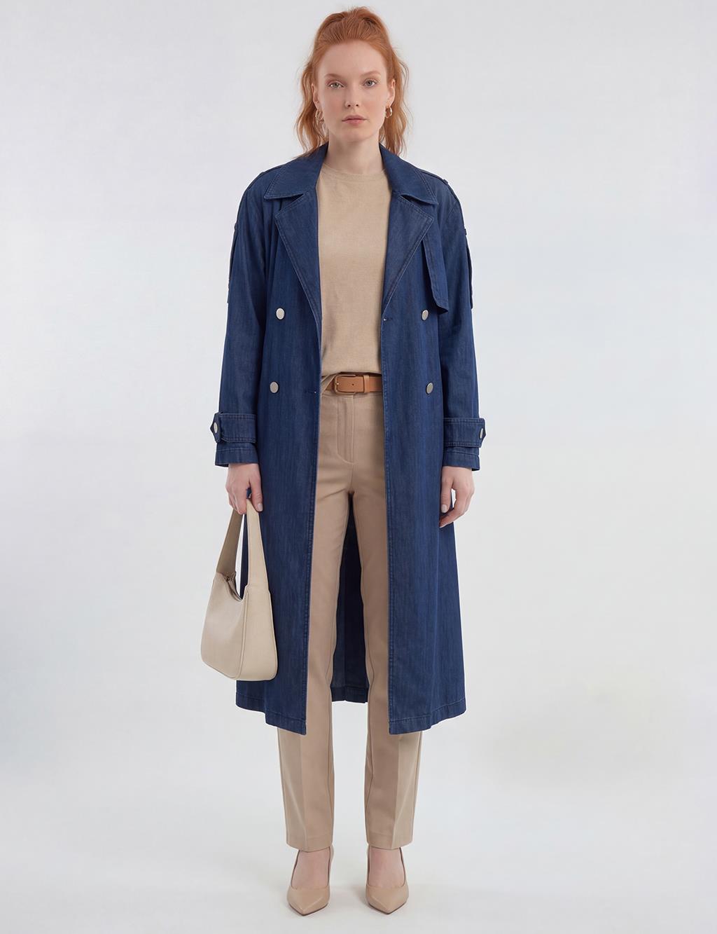 Washed Trench Coat Indigo