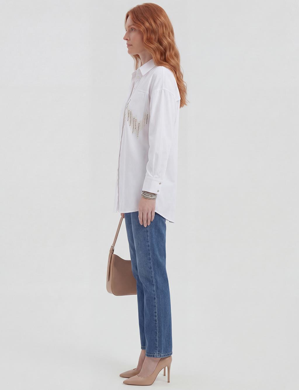 100% Cotton Embroidered Tunic Optical White