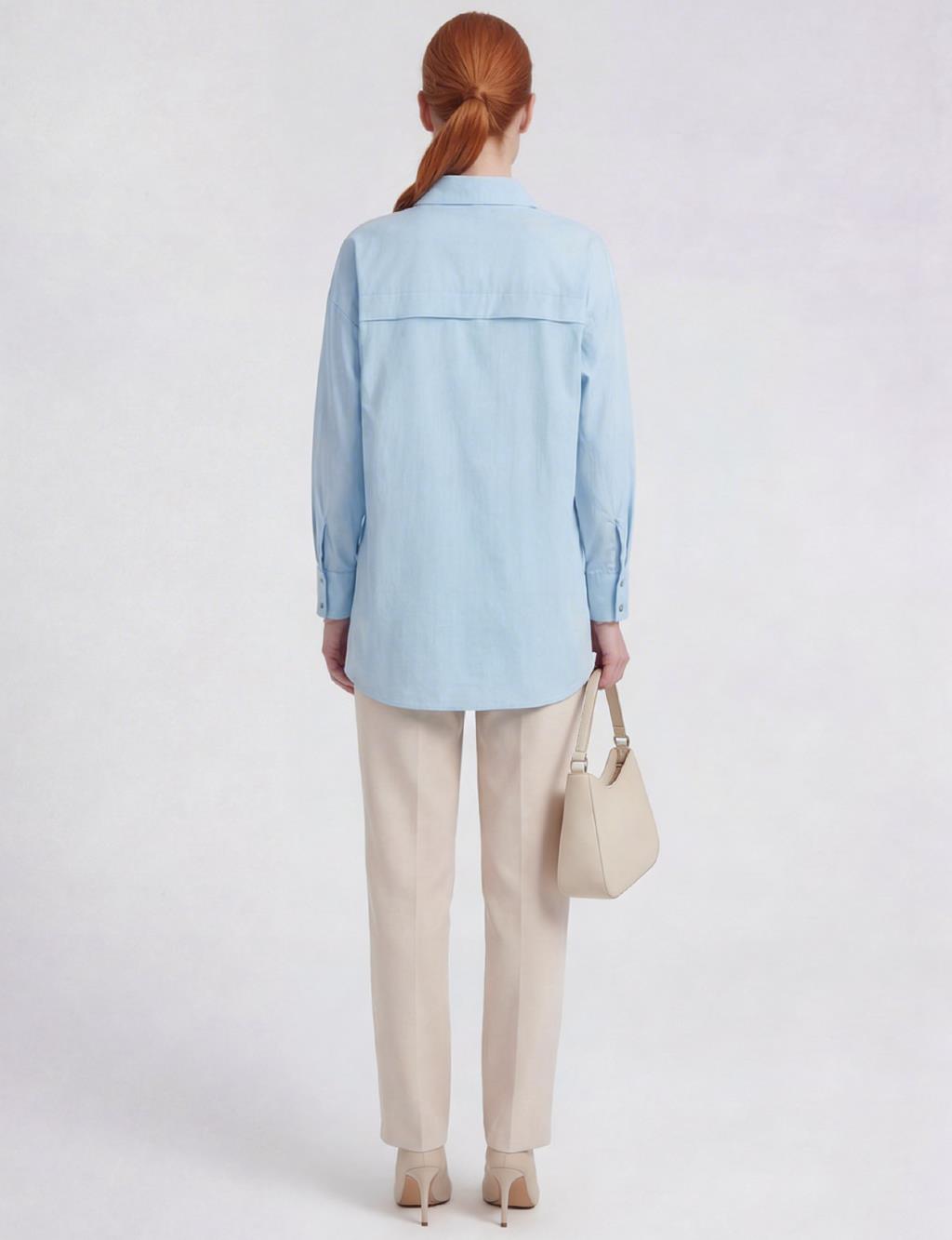 100% Cotton Embroidered Tunic Blue