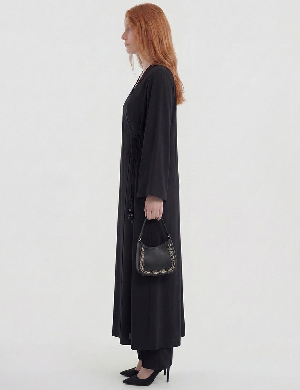 Wrap-Front Cardigan Black