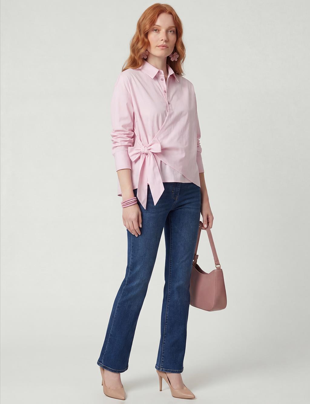 Tie-Detail Cotton Blouse Lilac