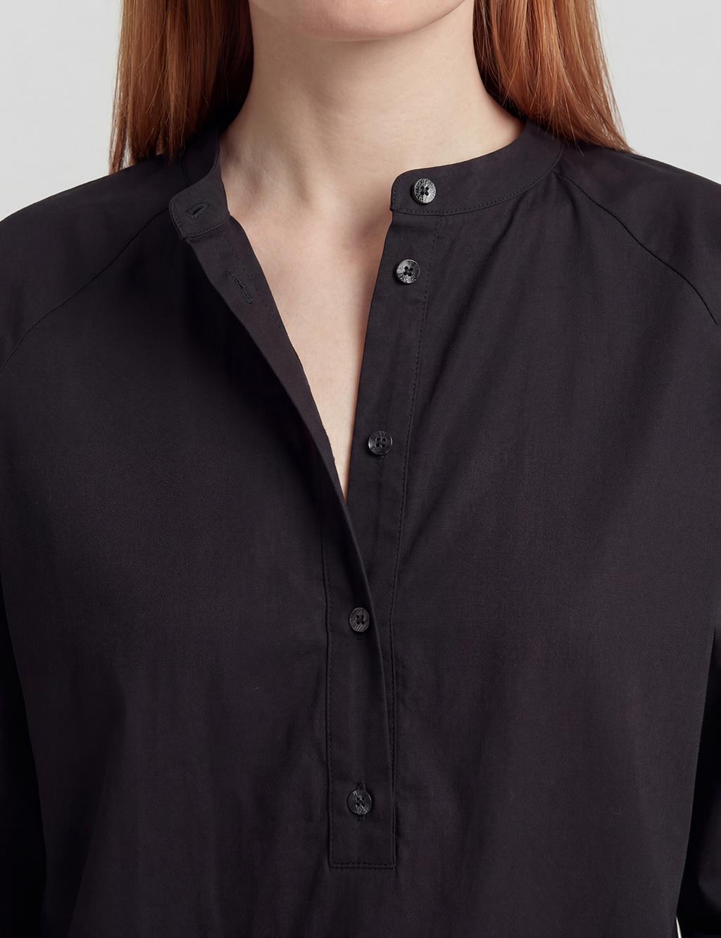 Reglan Kol Pamuklu Bluz Siyah 