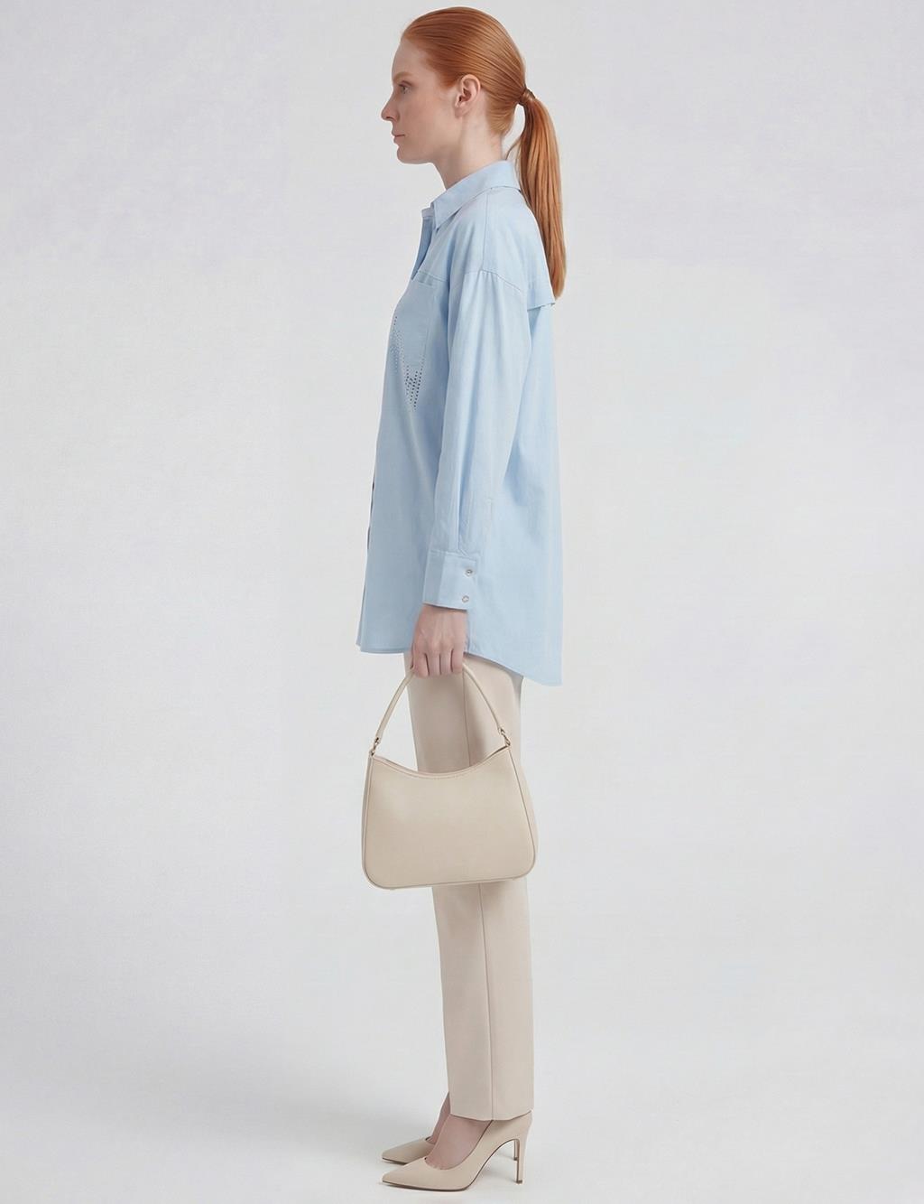 100% Cotton Embroidered Tunic Blue