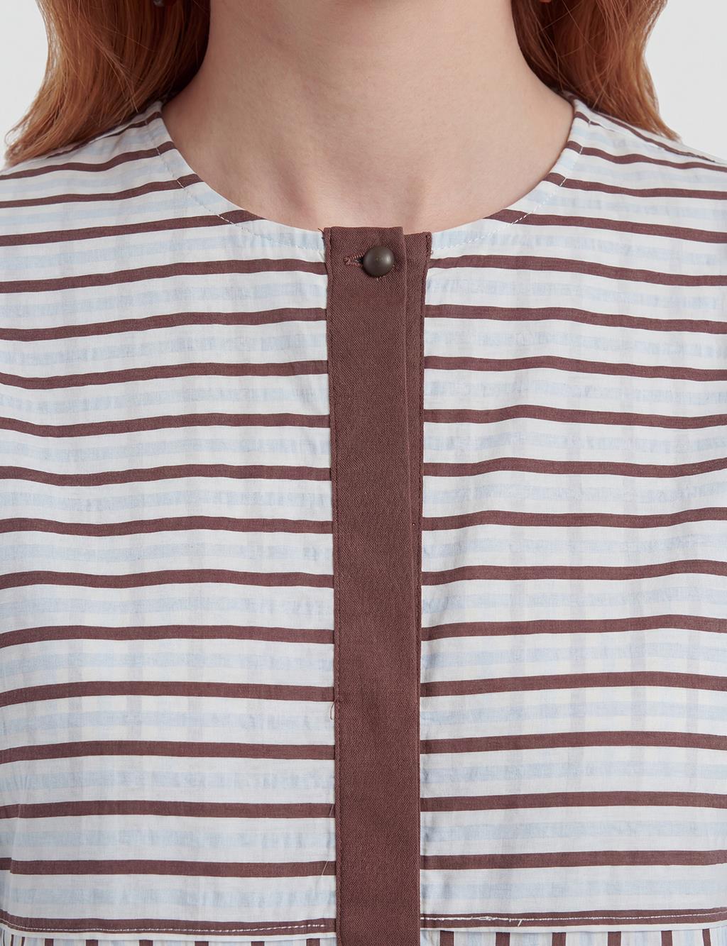 Dropped Shoulder Viscose Tunic Dark Brown