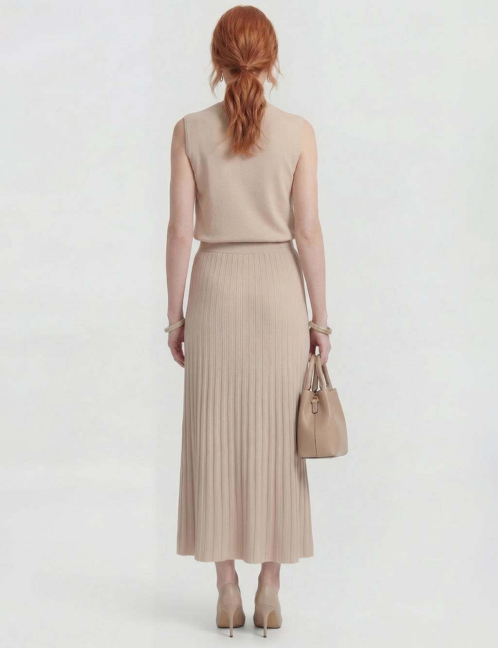 Knitted Skirt Set Stone