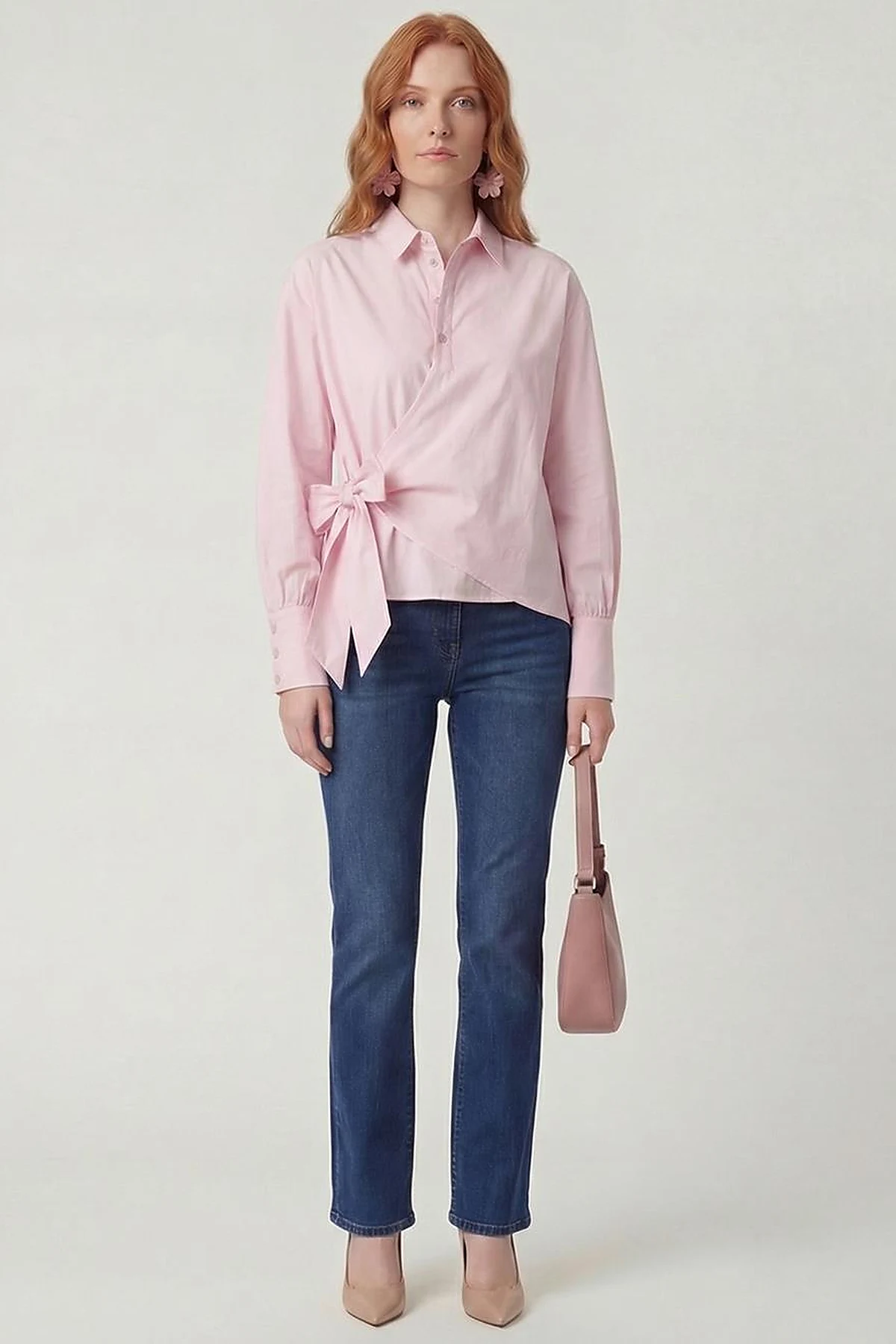 Tie-Detail Cotton Blouse Lilac