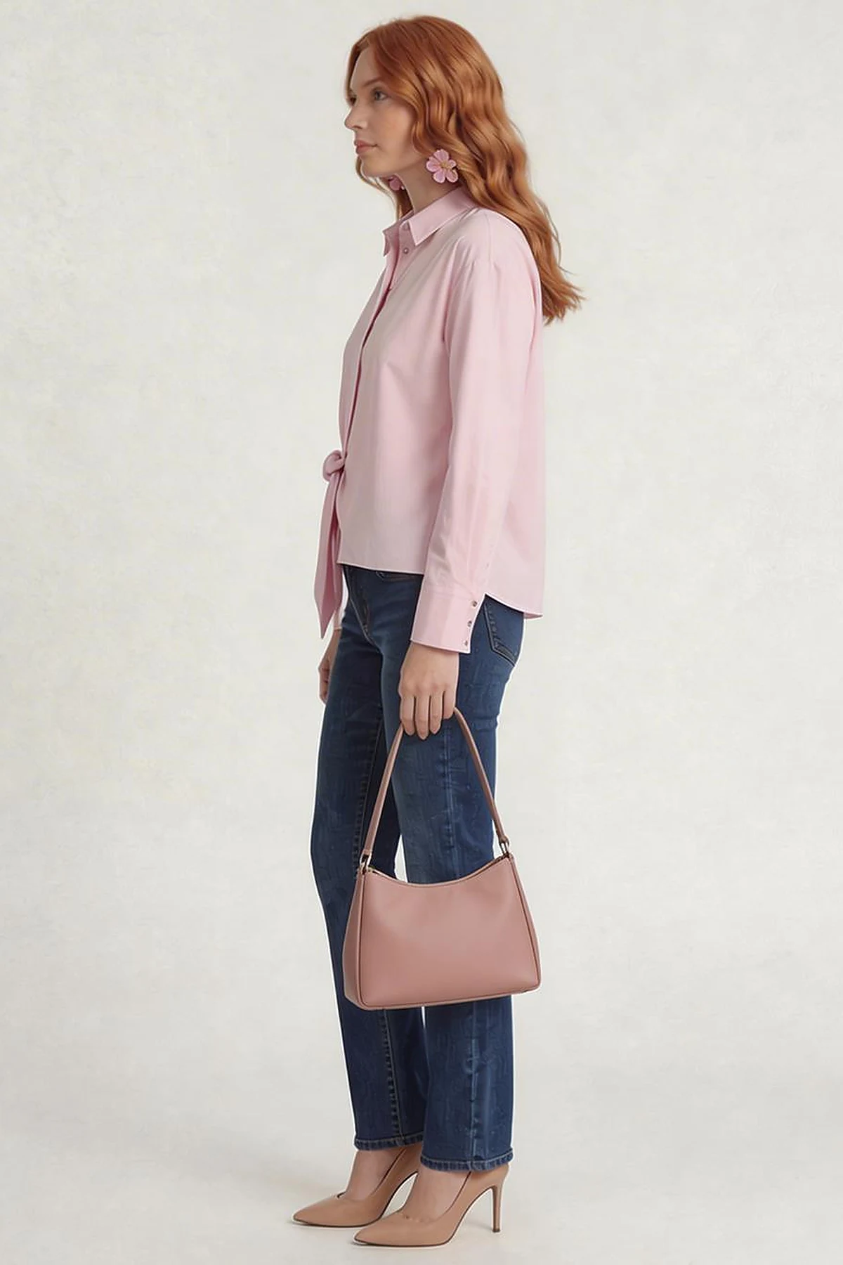 Tie-Detail Cotton Blouse Lilac